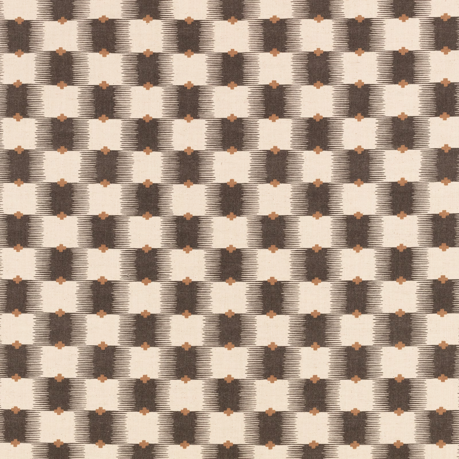 Cream woven check with charcoal blocks and terracotta cross-shaped accents