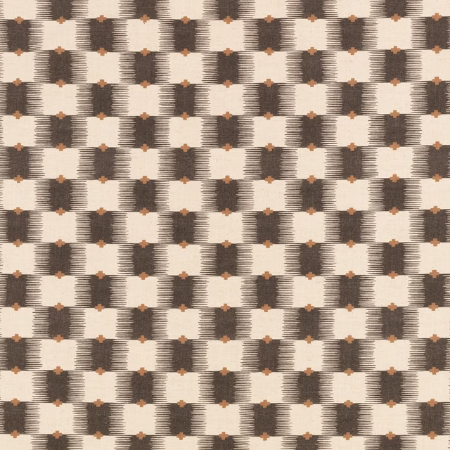 Cream woven check with charcoal blocks and terracotta cross-shaped accents