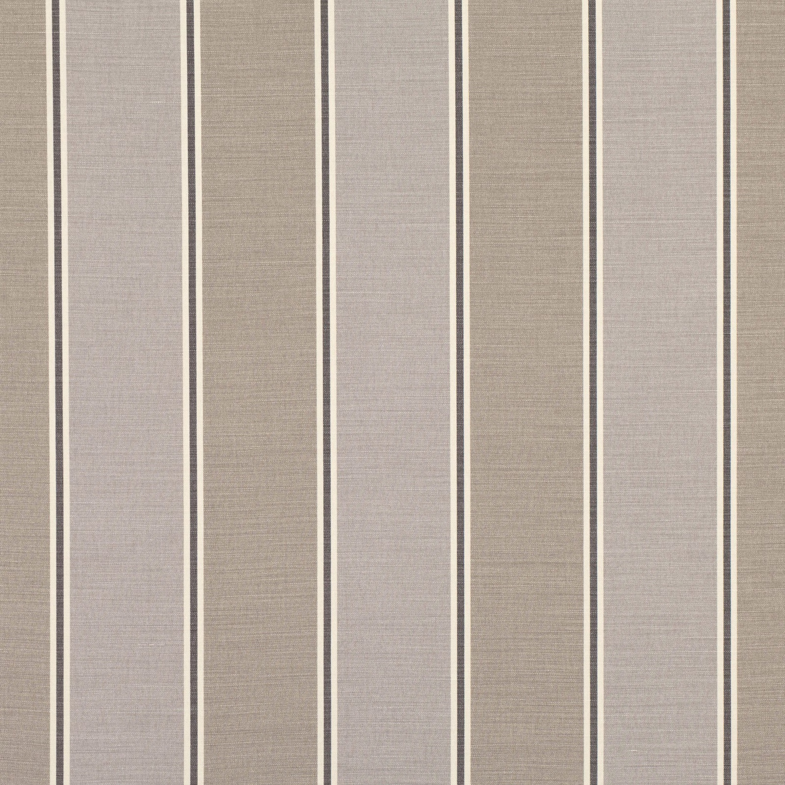 Warm taupe striped fabric with fine weave and narrow cream and charcoal lines