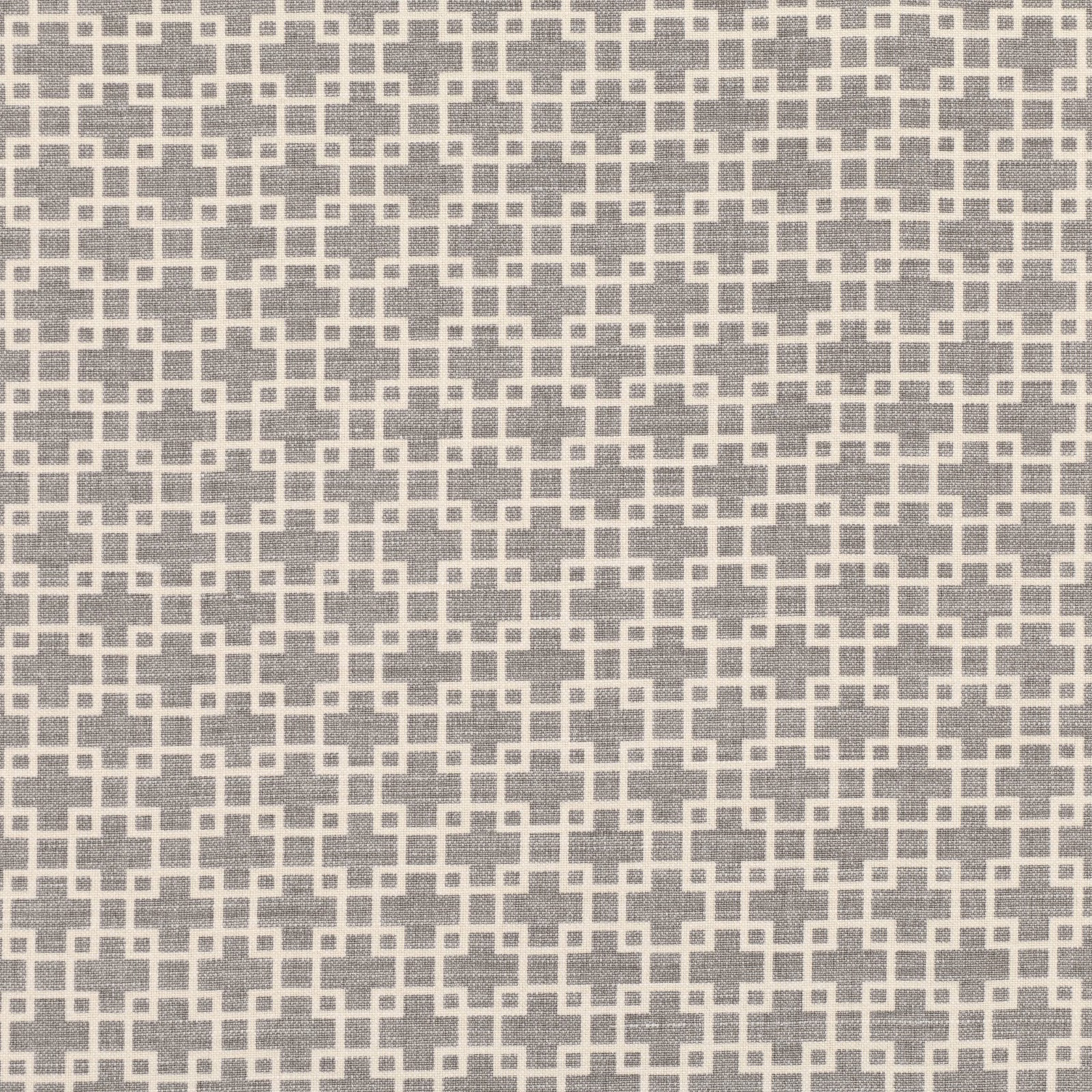 Taupe-grey woven ground with an ivory interlocking geometric lattice