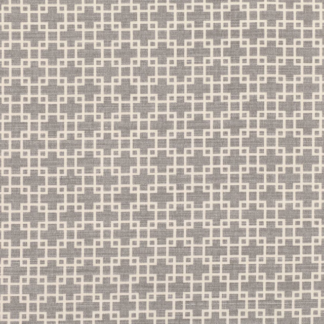Taupe-grey woven ground with an ivory interlocking geometric lattice