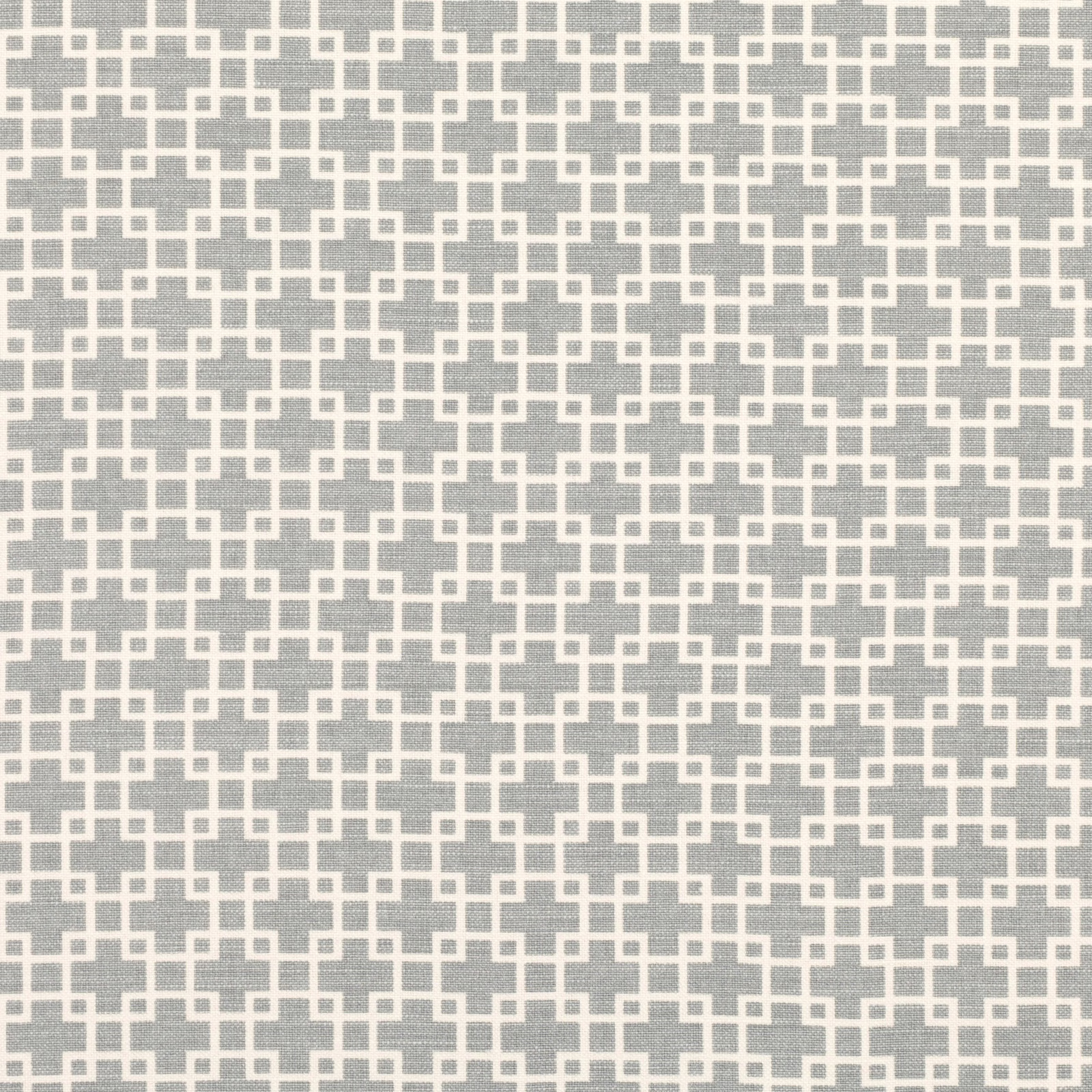 Pigeon-grey fabric with ivory interlocking geometric lattice and fine woven texture