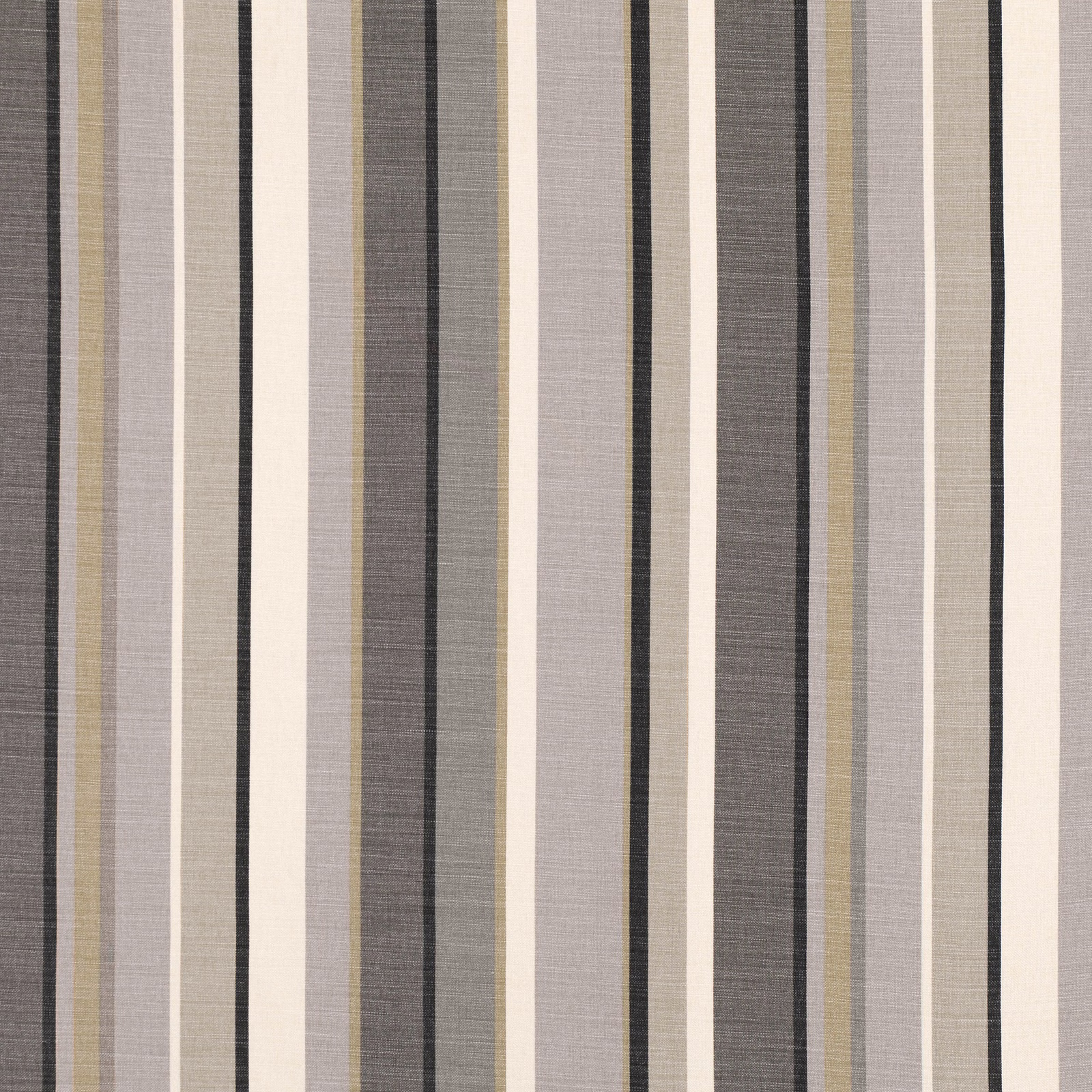 Close-up of Sylvan Charcoal’s vertical charcoal, taupe and cream woven stripes