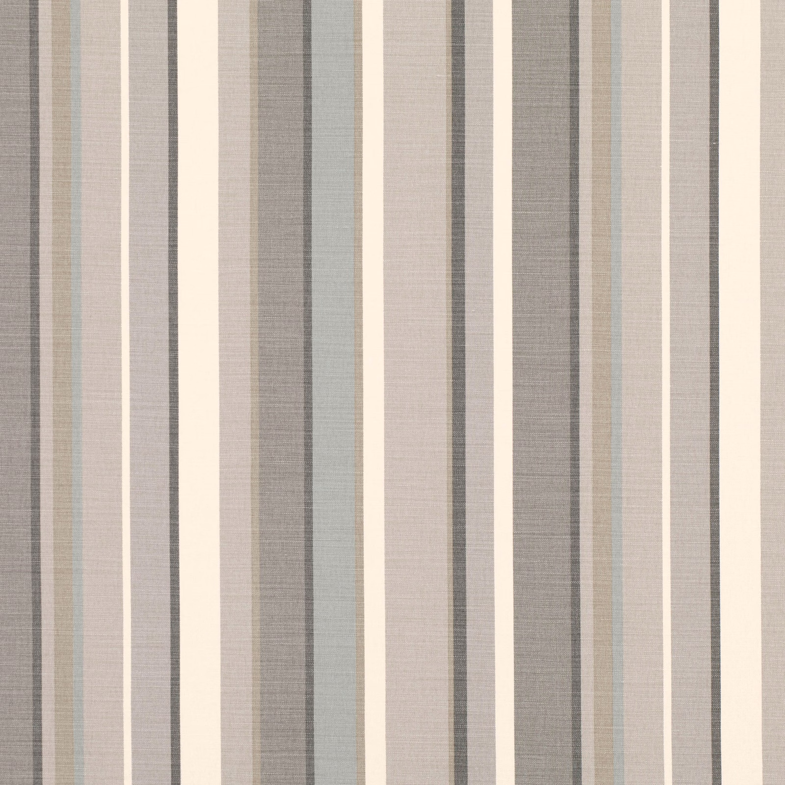 Stone grey striped fabric with ivory, taupe and muted blue-grey woven bands