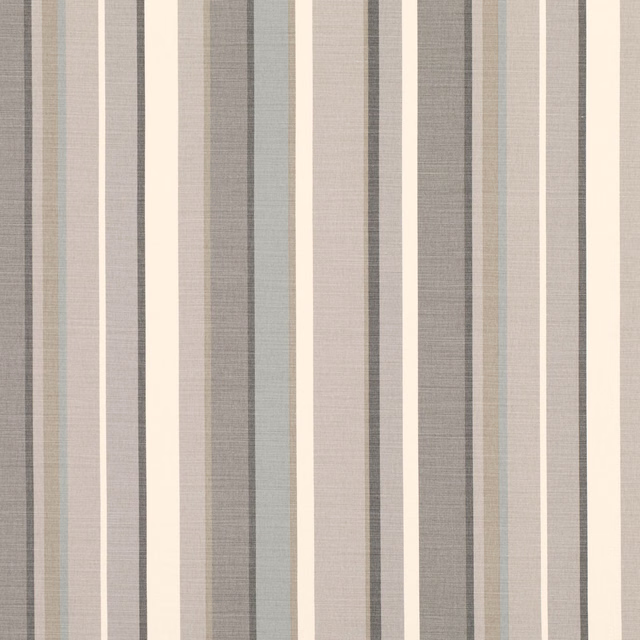 Stone grey striped fabric with ivory, taupe and muted blue-grey woven bands