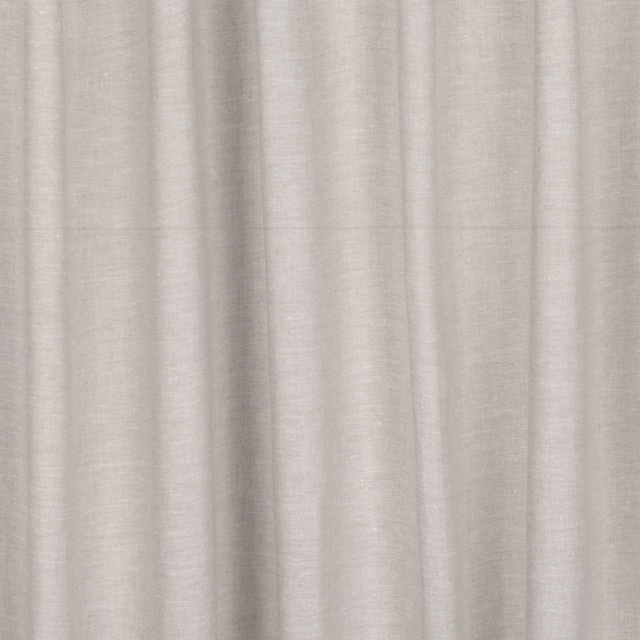 Pale greige woven fabric with fine vertical slubs and a soft reflective texture