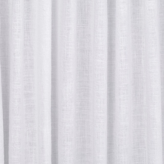 Chalk-white fine weave with subtle slubs falling into soft vertical folds