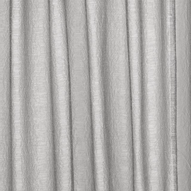 Pale silver-grey crinkled textile with softly vertical, translucent folds