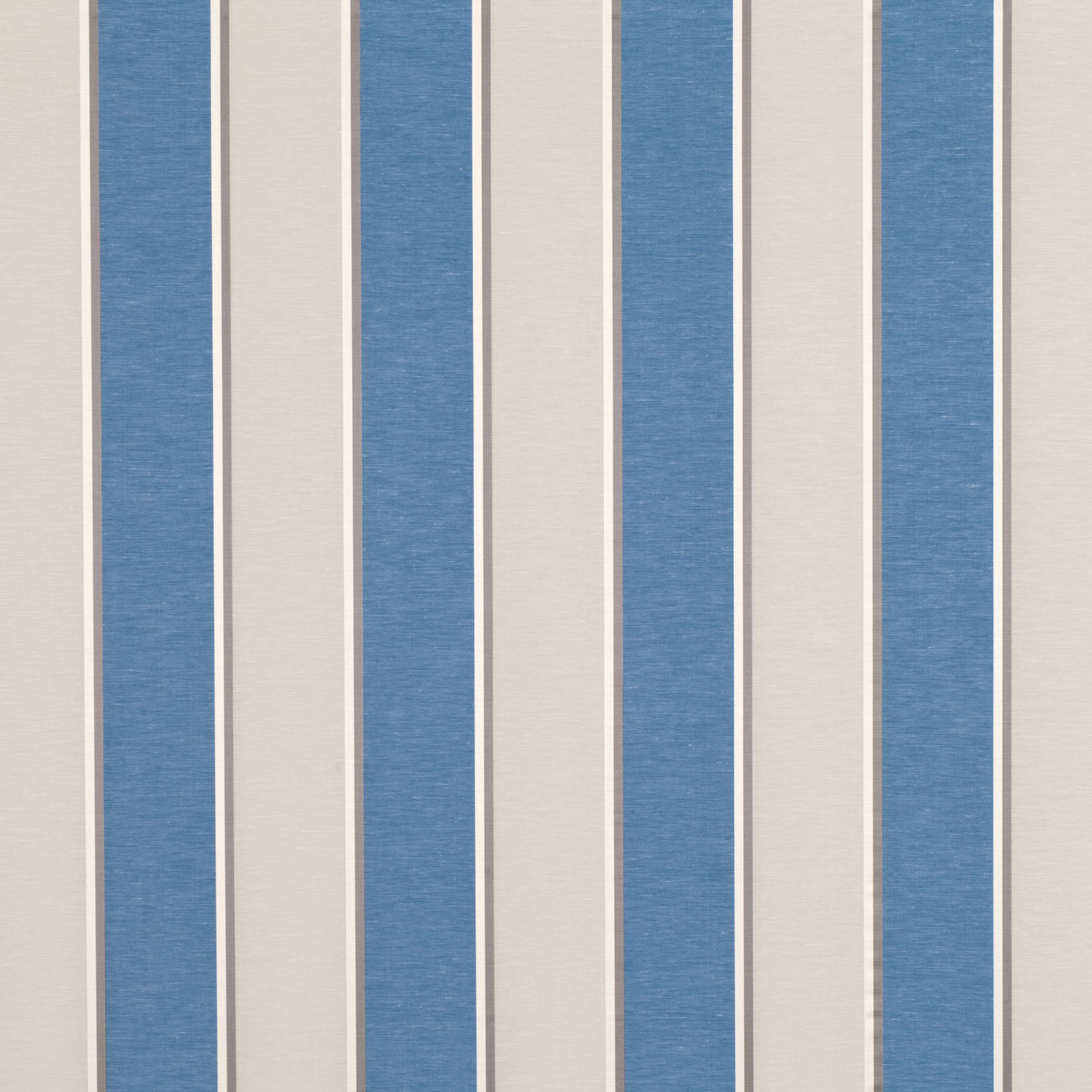 Muted denim-blue and ivory vertical stripes with a softly textured woven face