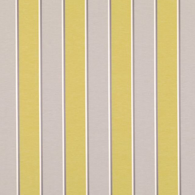 Sunflower yellow and warm grey vertical stripe fabric with fine woven texture