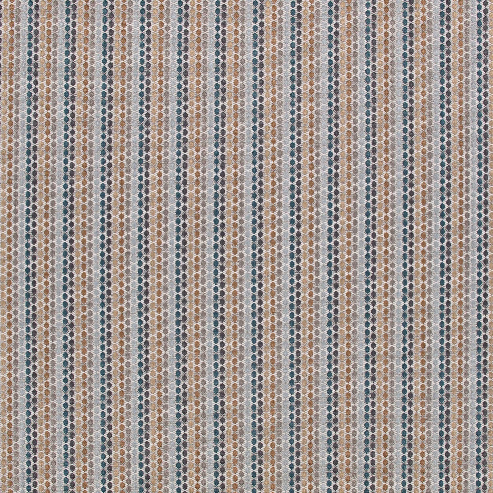Cinnamon, ivory and blue-grey geometric vertical fabric with fine textured weave