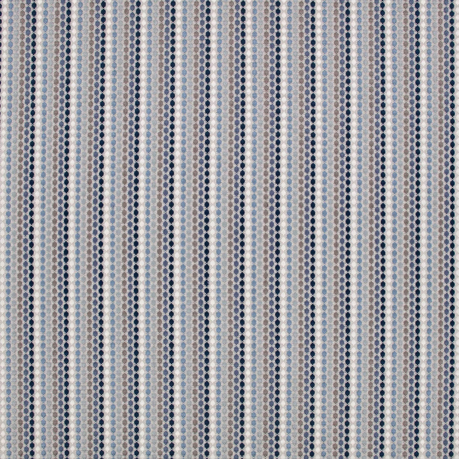 Alba Indigo fabric with narrow indigo, pale blue and cream geometric stripes
