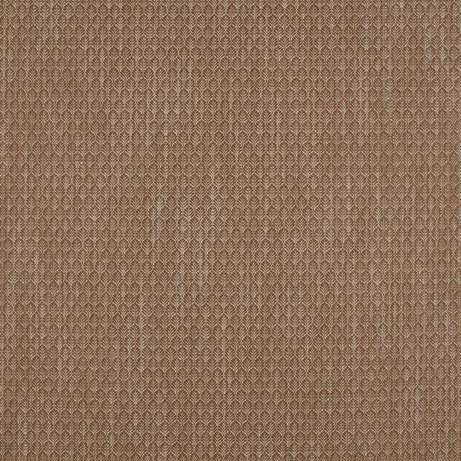 Cinnamon-brown woven fabric with tiny beige geometric leaf motifs and textured surface