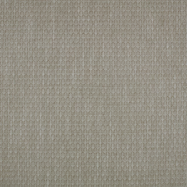 Warm stone-grey woven swatch with tiny pale repeating geometric leaf motifs