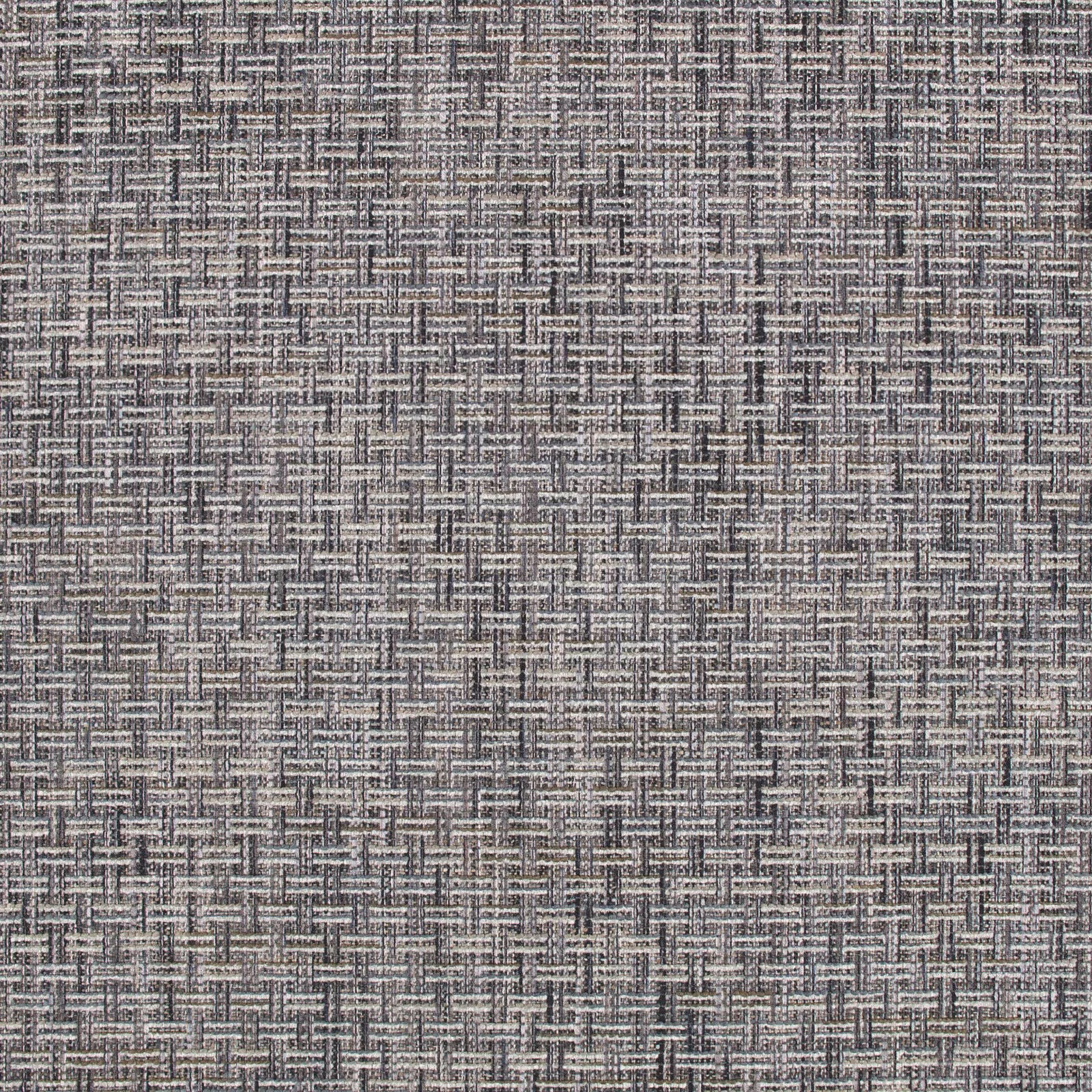Close-up of Heskin Gunmetal’s cool grey woven grid with charcoal and taupe flecks