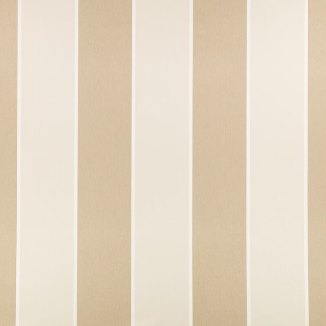 Warm almond and ivory vertical stripes with a softly woven surface