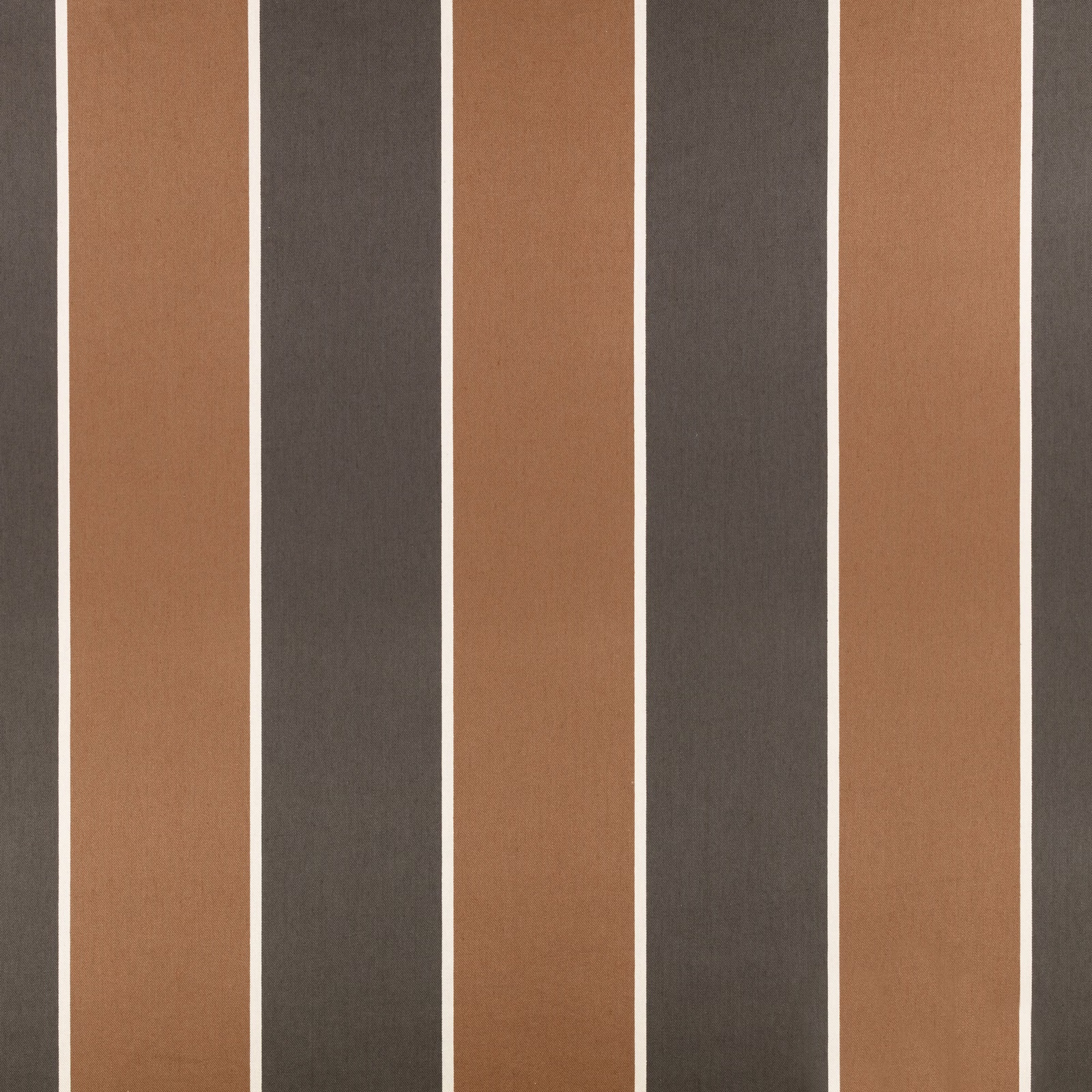 Warm cinnamon and charcoal vertical stripes divided by narrow cream lines