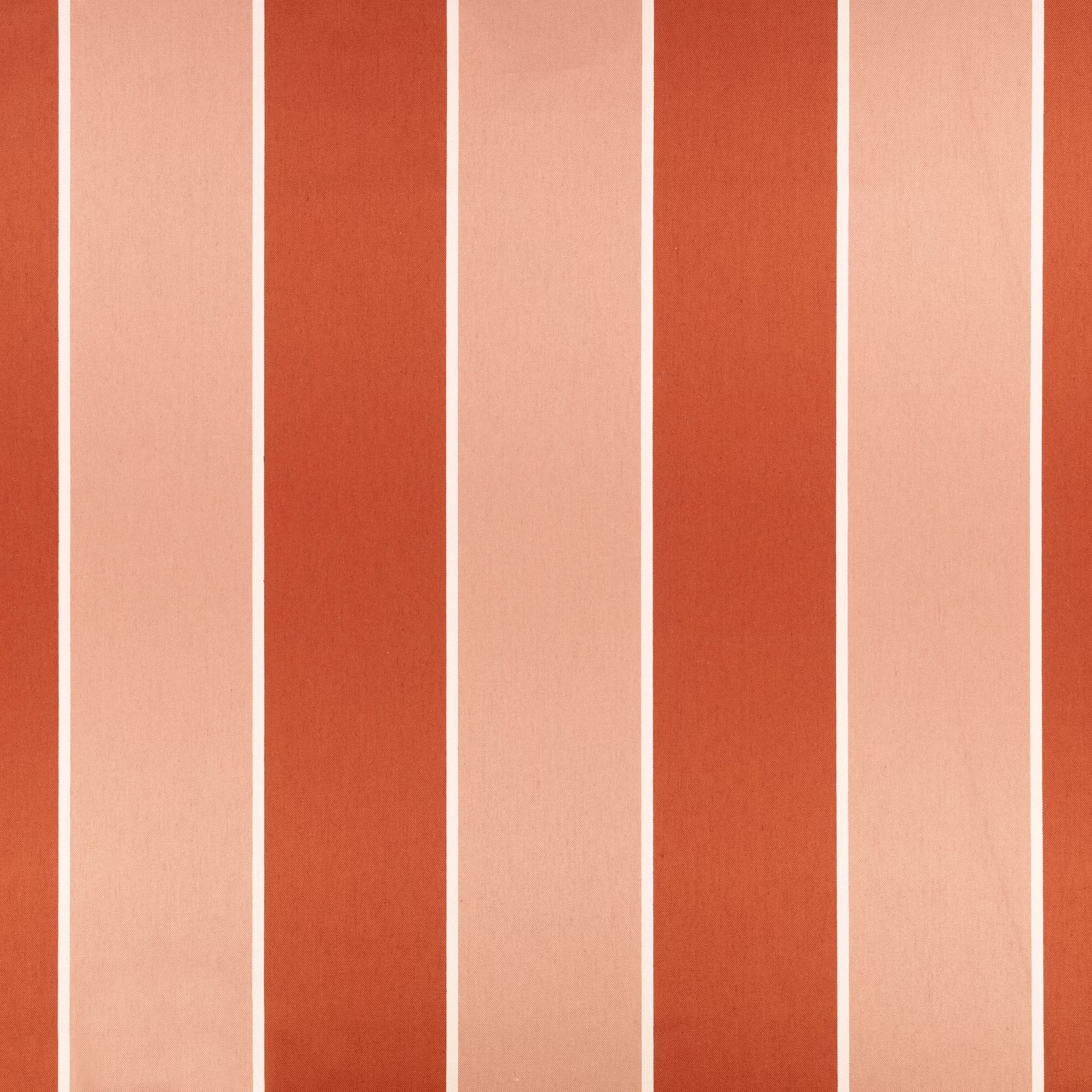 Warm russet and peach vertical stripes with fine cream pinstripes in a subtle weave