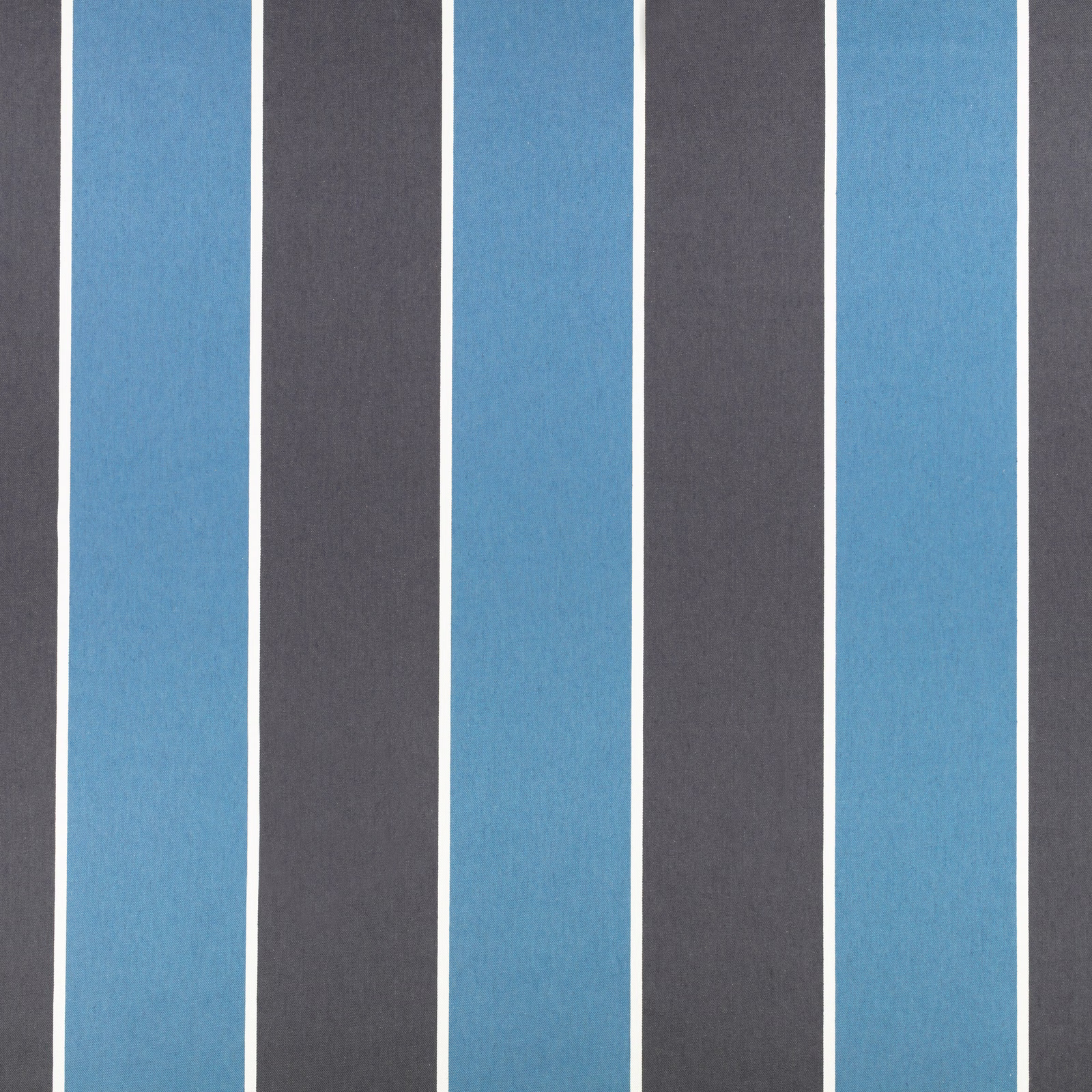 Cool blue and charcoal vertical stripes separated by fine white lines on a woven ground