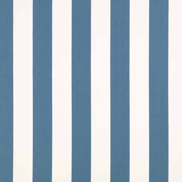 Muted blue and ivory vertical stripes with a subtle fine woven texture