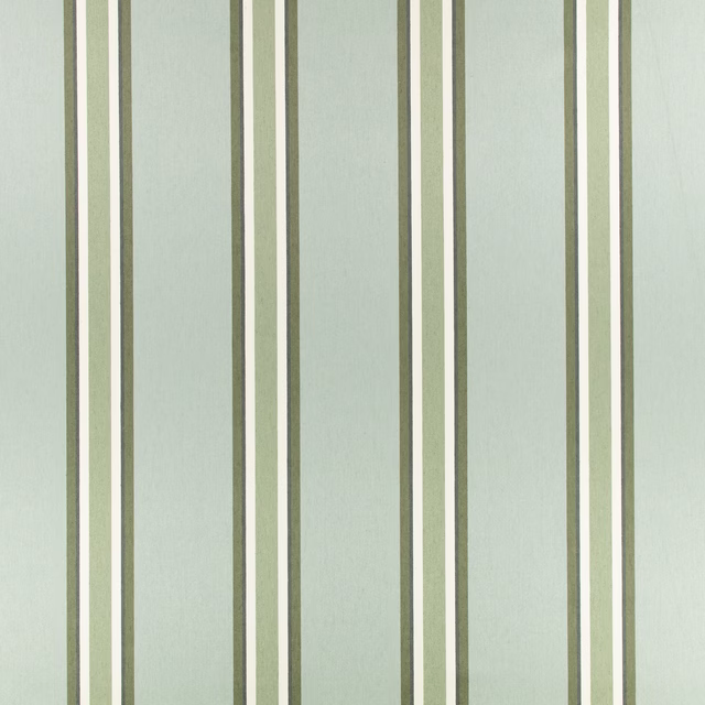 Pale mineral sage fabric with vertical olive and cream pinstripes