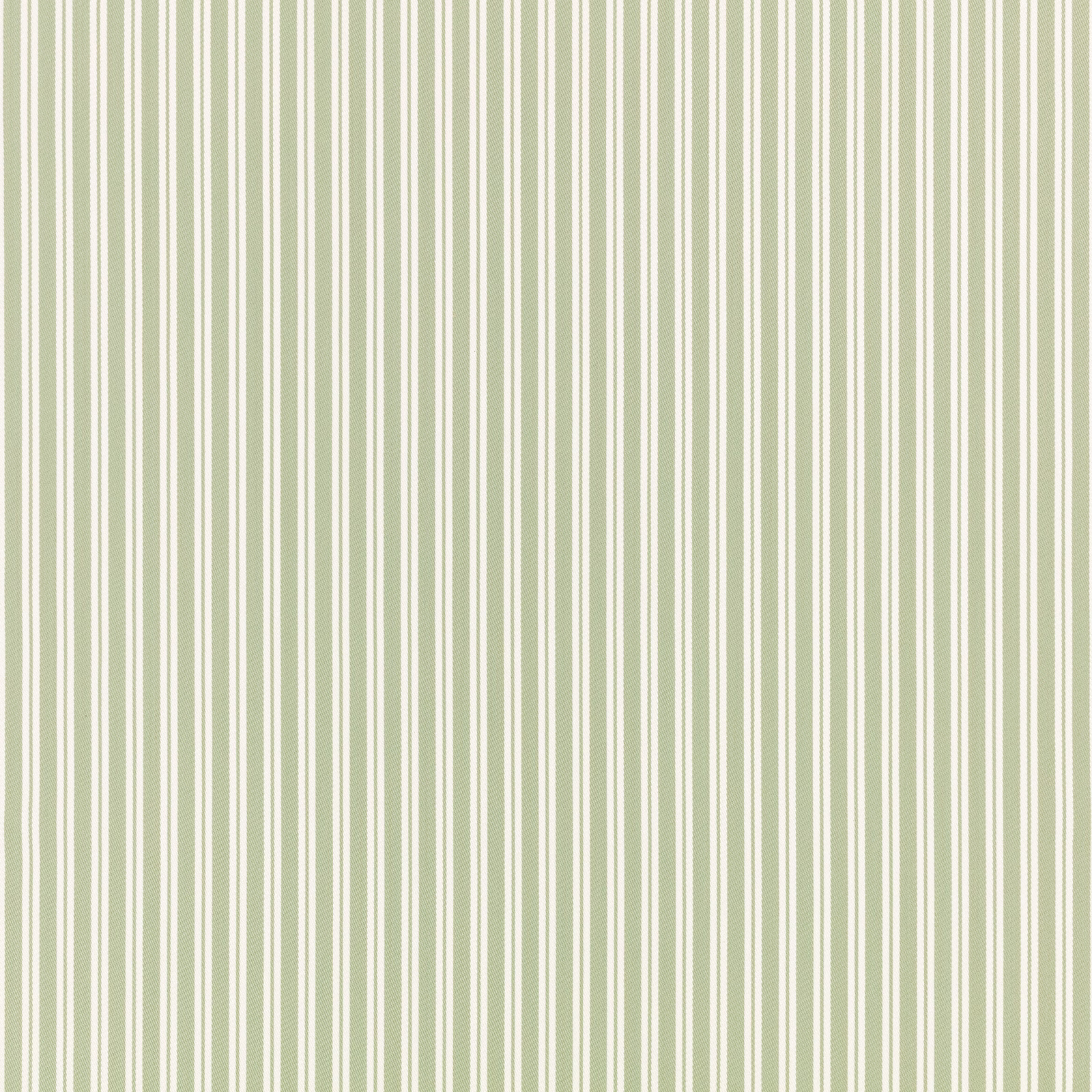 Muted aloe-green and cream fabric with closely spaced vertical stripes