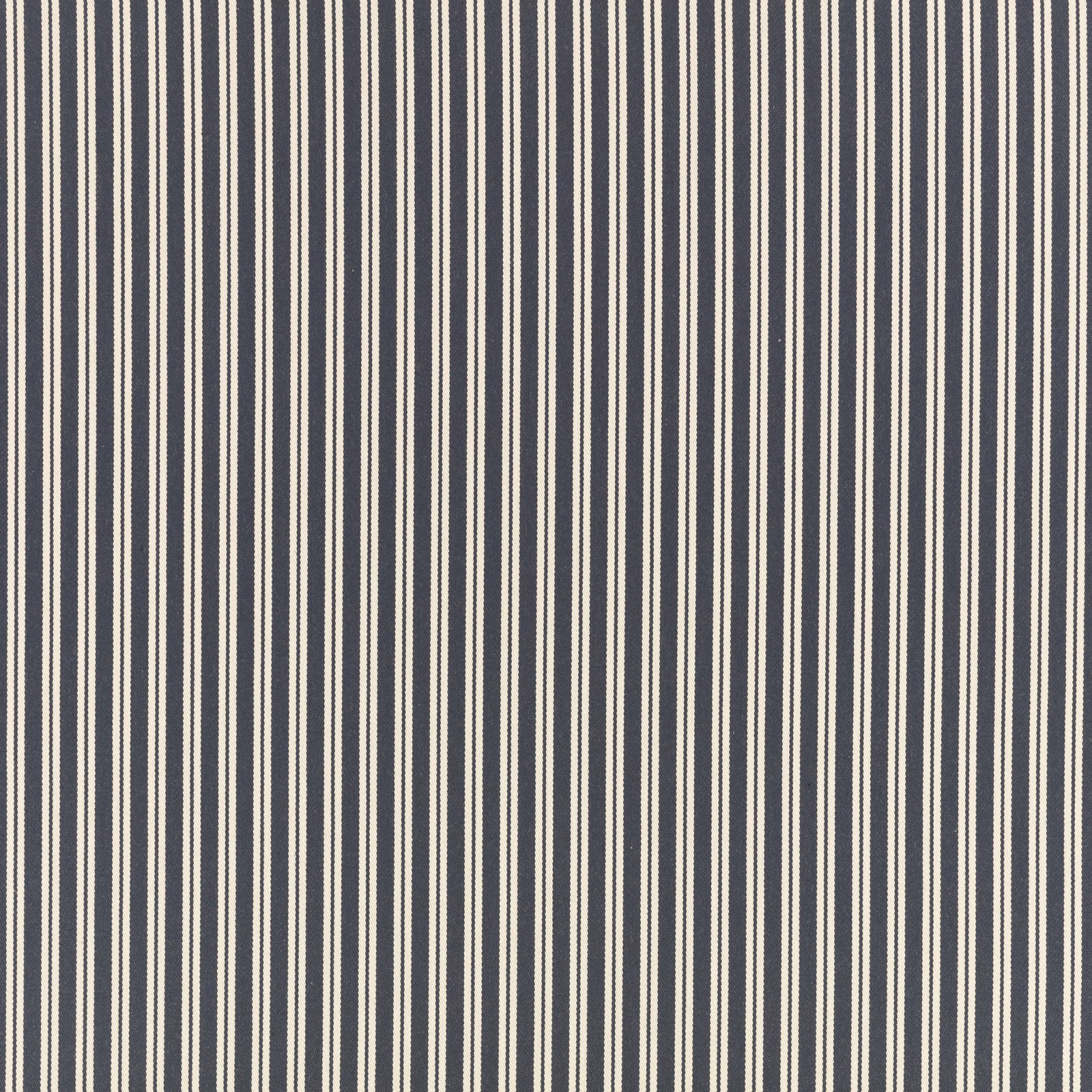 Deep navy-grey and ivory narrow vertical stripes on a subtly textured woven fabric