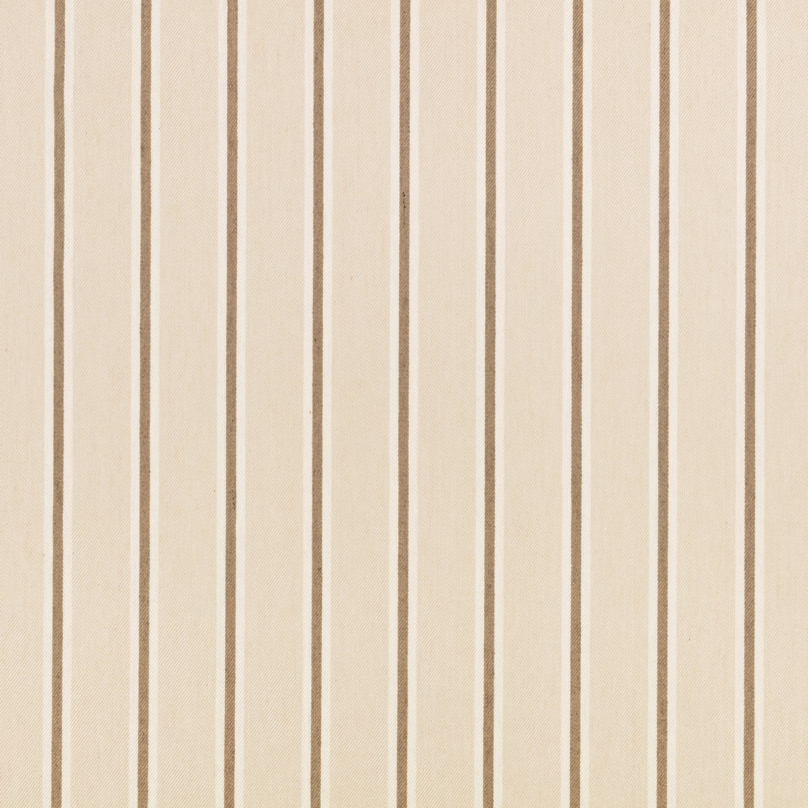 Warm jute beige fabric with ivory and taupe vertical stripes, softly textured