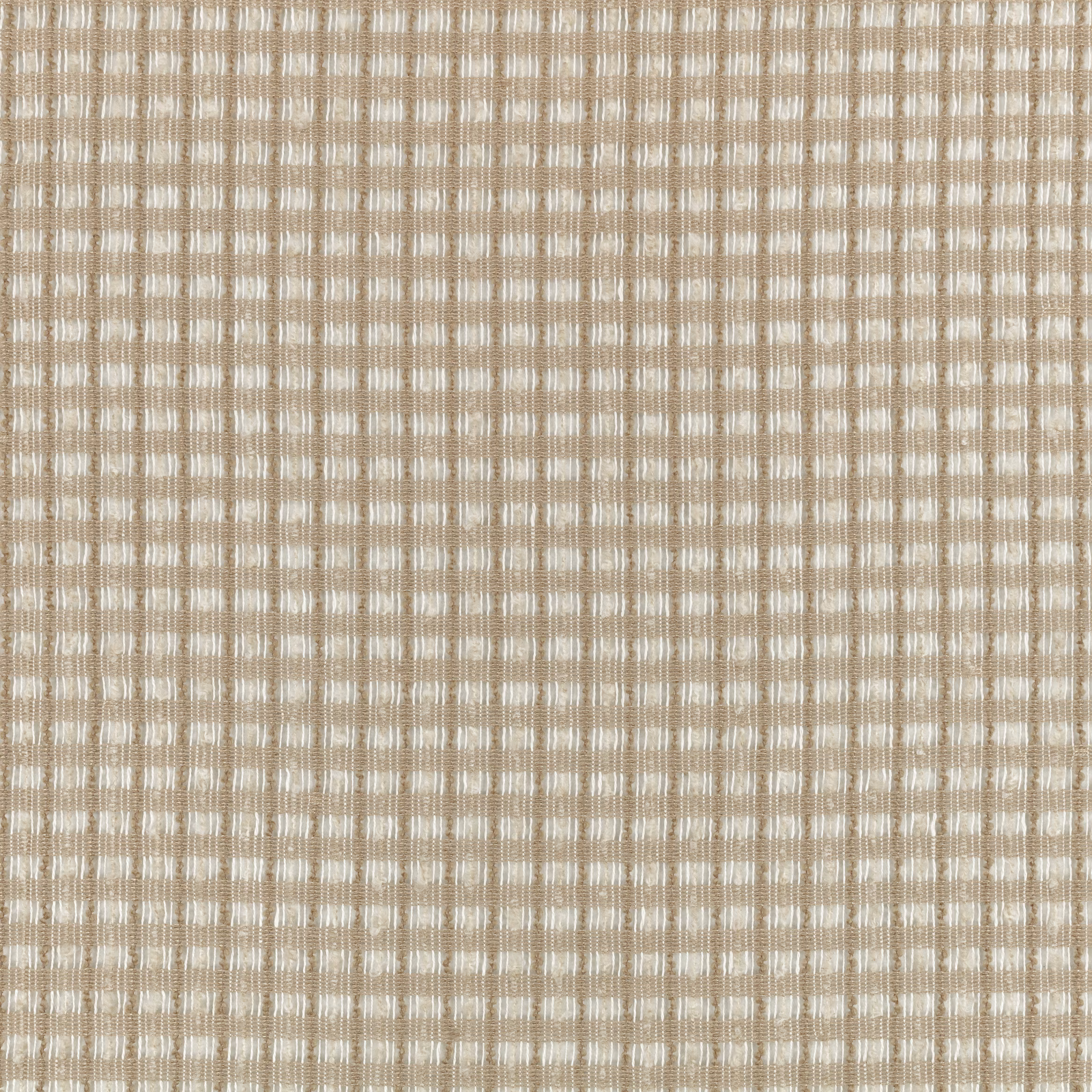 Warm clay-beige woven swatch with pale irregular checks and a softly textured surface