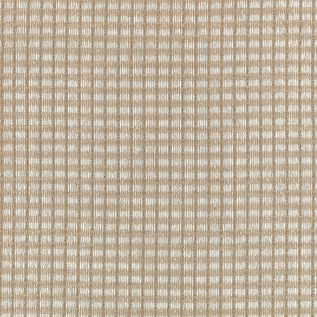Warm clay-beige woven swatch with pale irregular checks and a softly textured surface