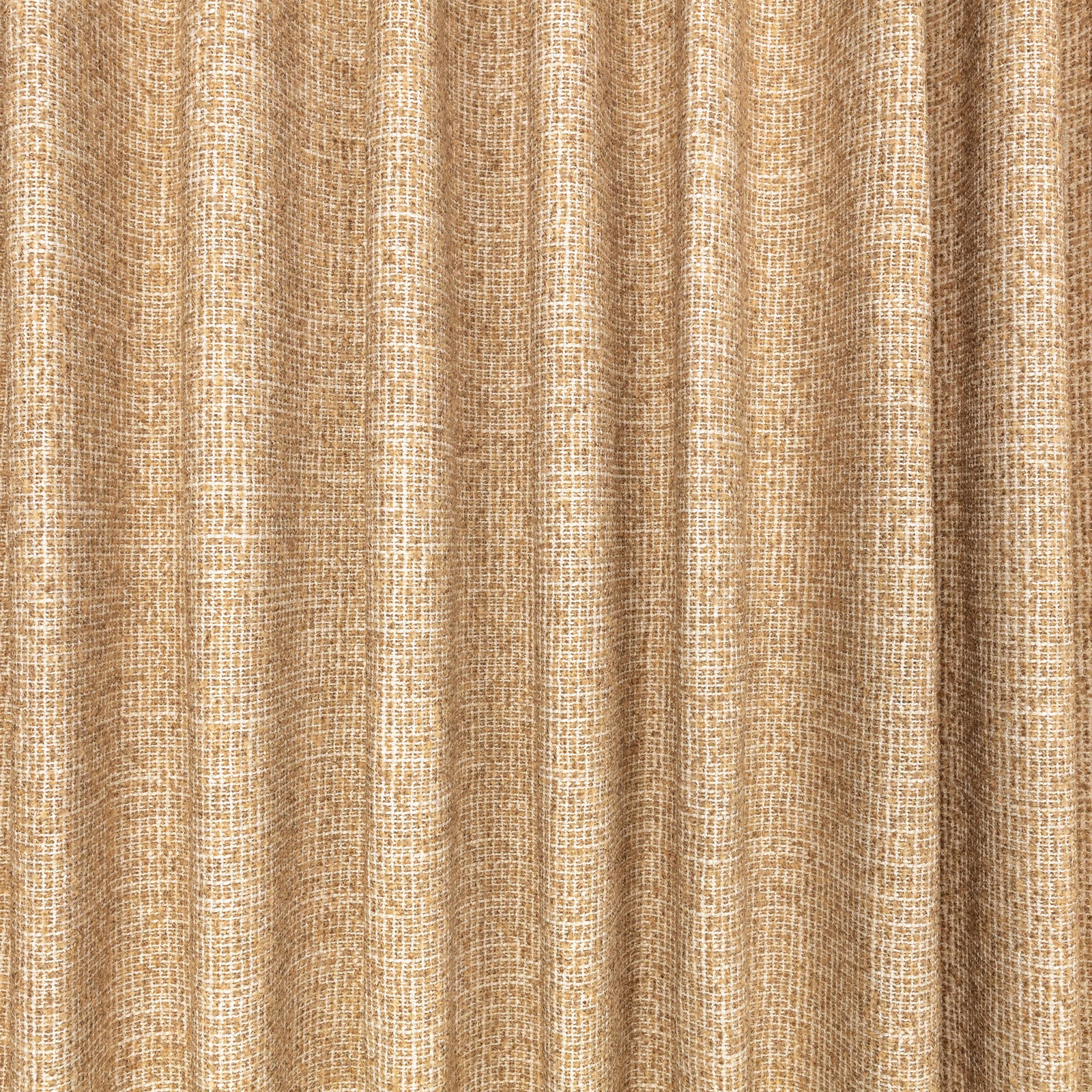 Warm tamarind tan woven fabric showing irregular texture in deep vertical folds