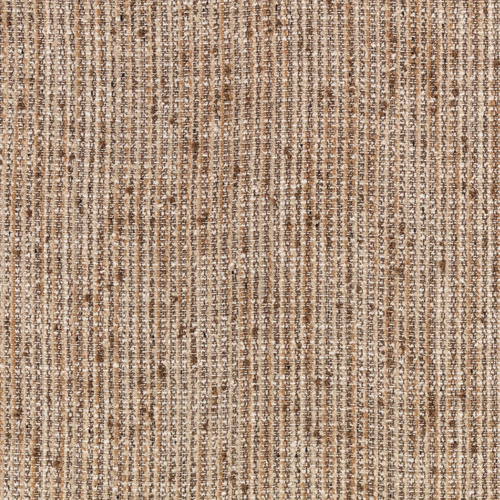 Chocolate-brown and beige yarns form an irregular vertical woven texture
