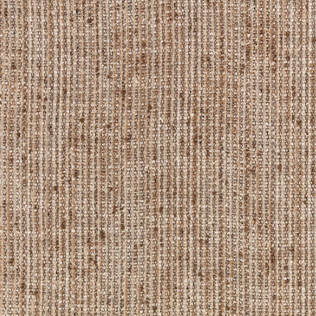 Chocolate-brown and beige yarns form an irregular vertical woven texture
