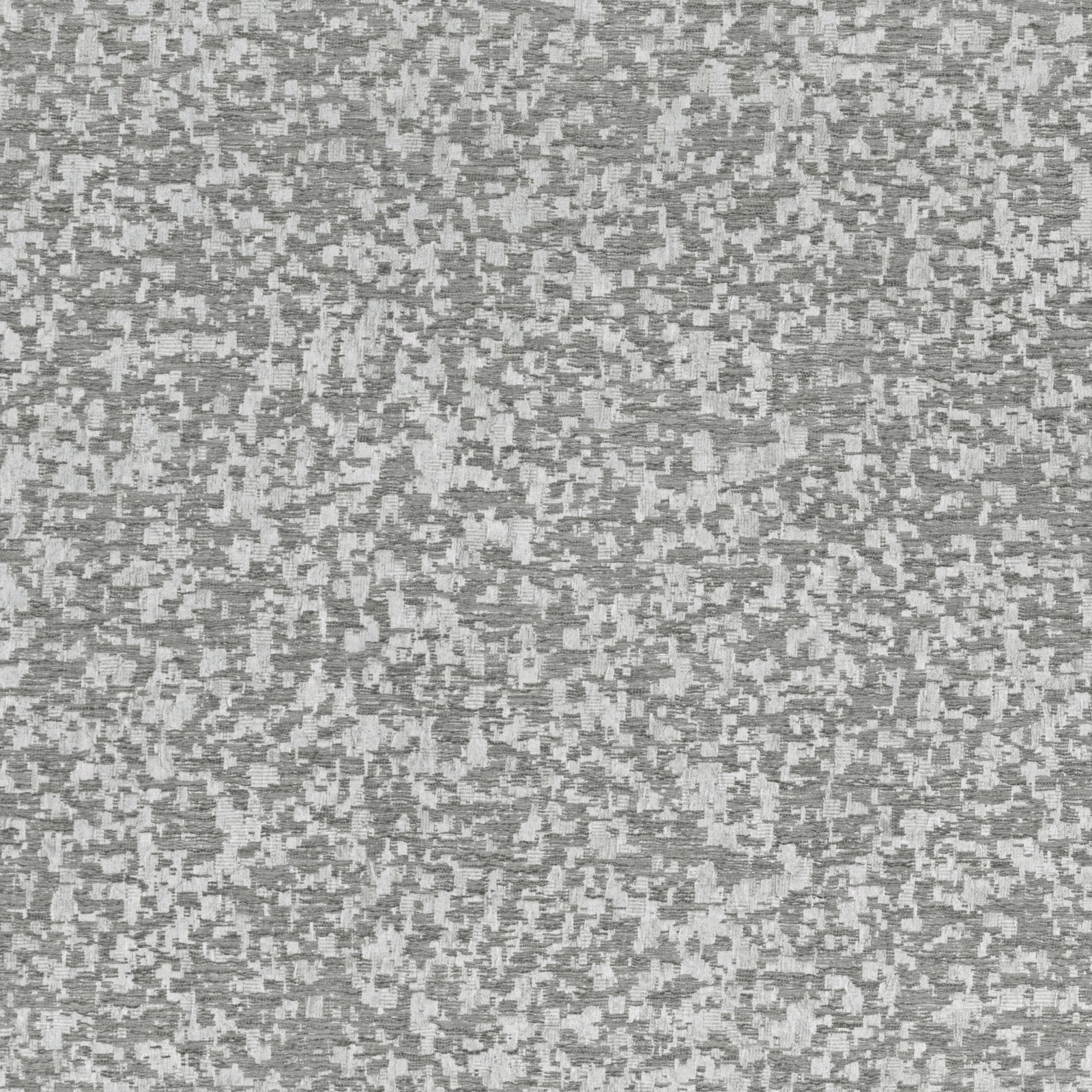 Cool grey wallcovering with dense pale flecks and broken tweed-like texture