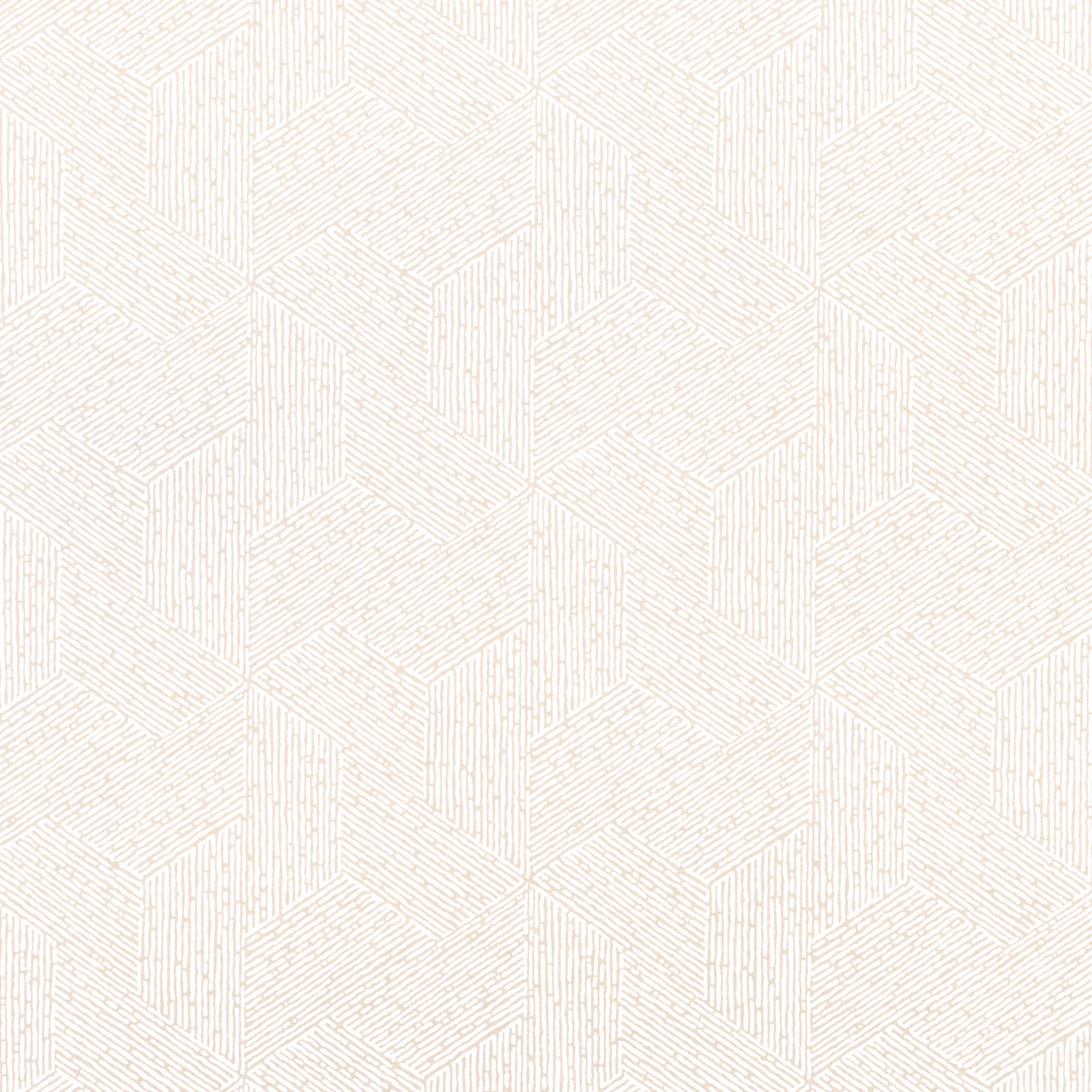 Ivory cream wallpaper with pale taupe cube geometry and fine linear detail