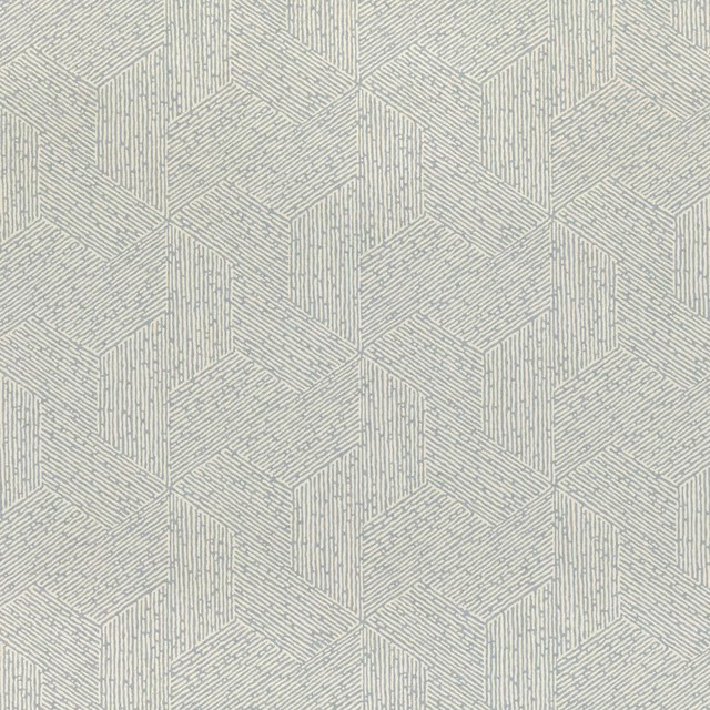 Pale greyed lovat wallpaper with fine-lined interlocking geometric cube facets