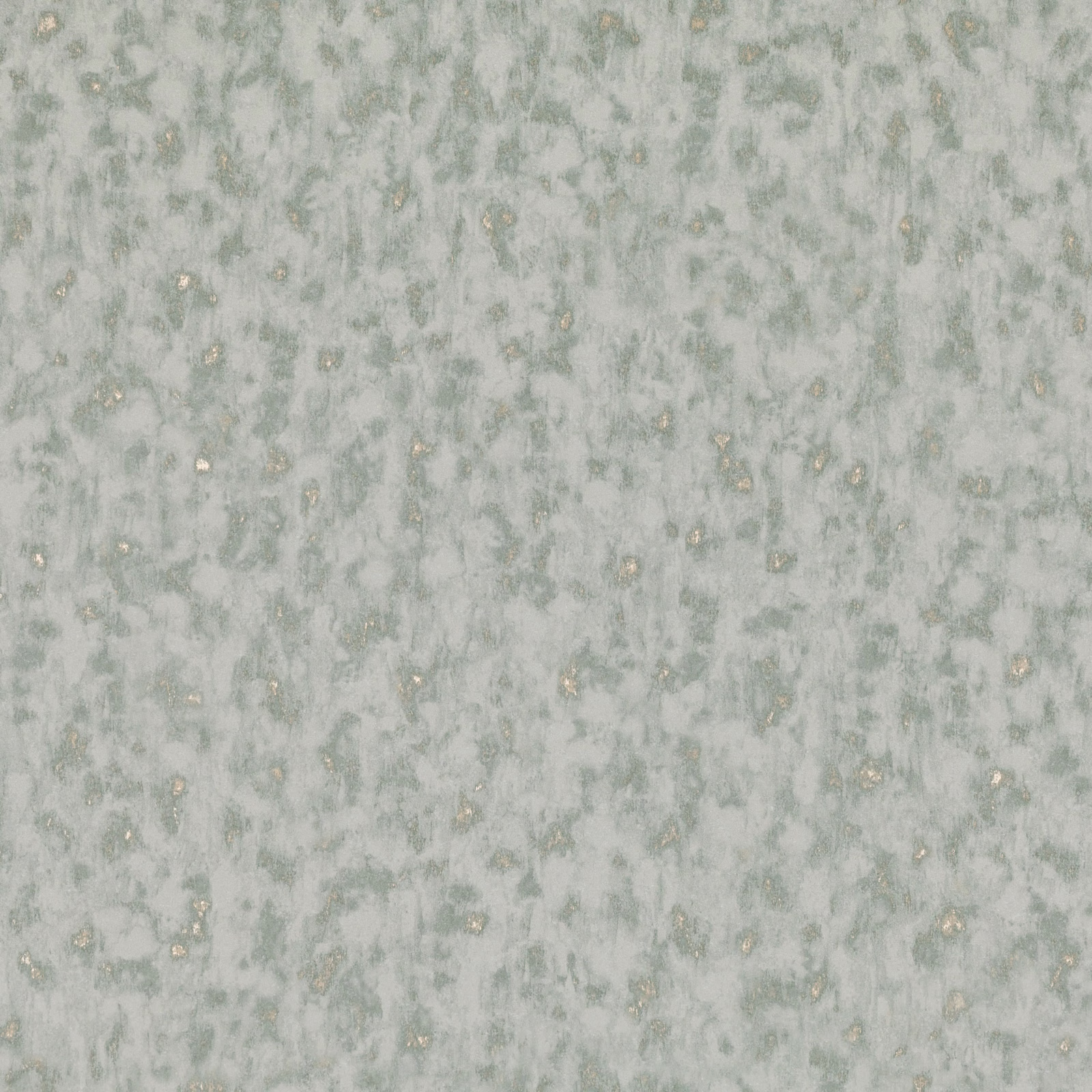 Pale eau de nil wallpaper with cloudy green mottling and scattered gold flecks