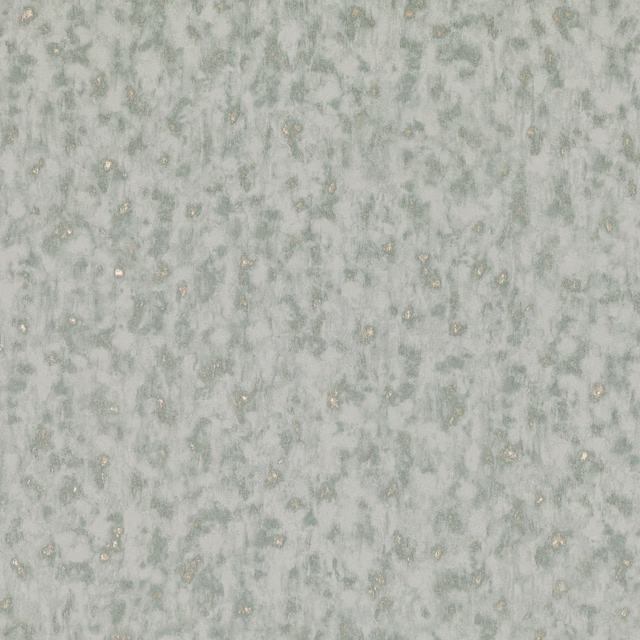 Pale eau de nil wallpaper with cloudy green mottling and scattered gold flecks