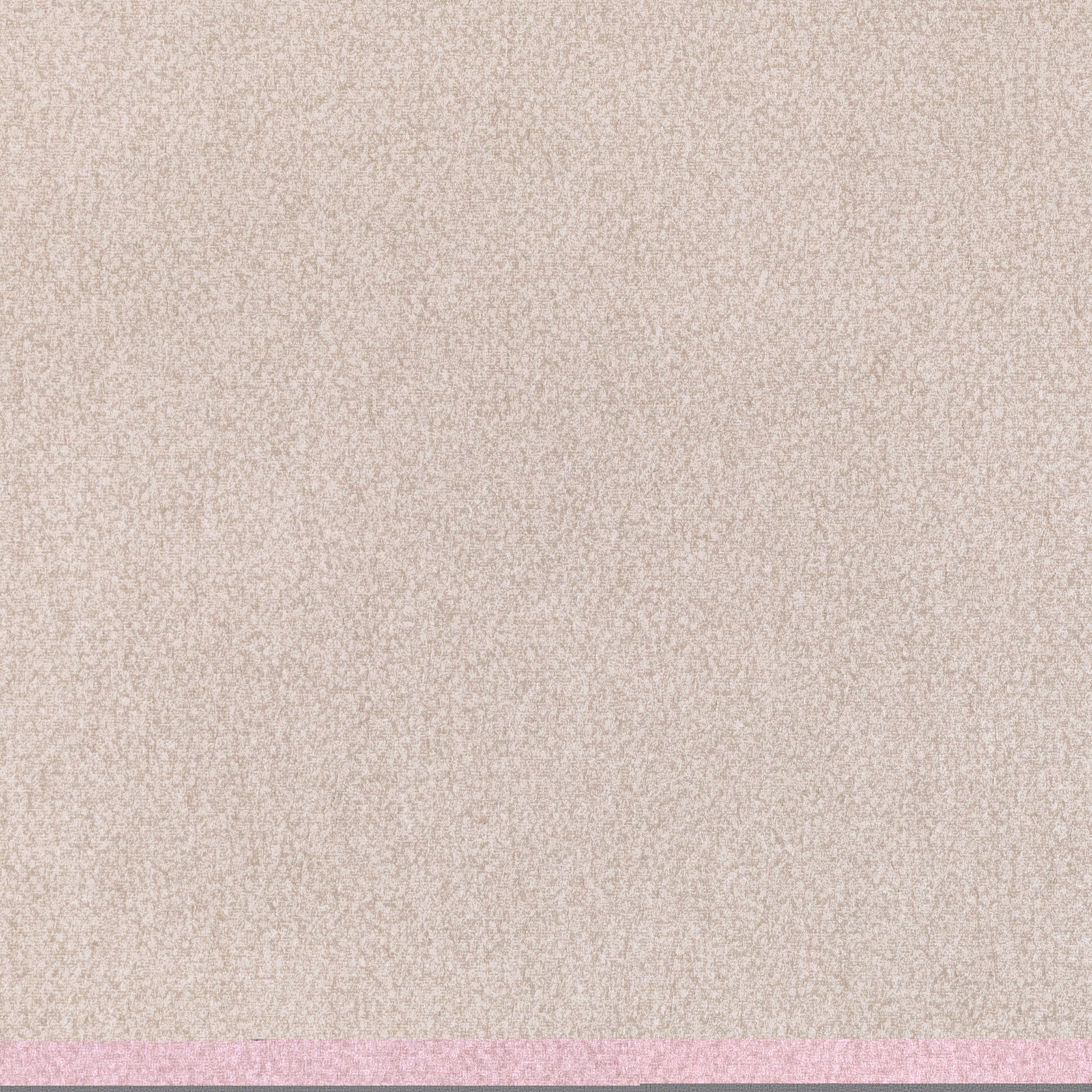 Warm beige mottled wallcovering with a narrow blush-pink border