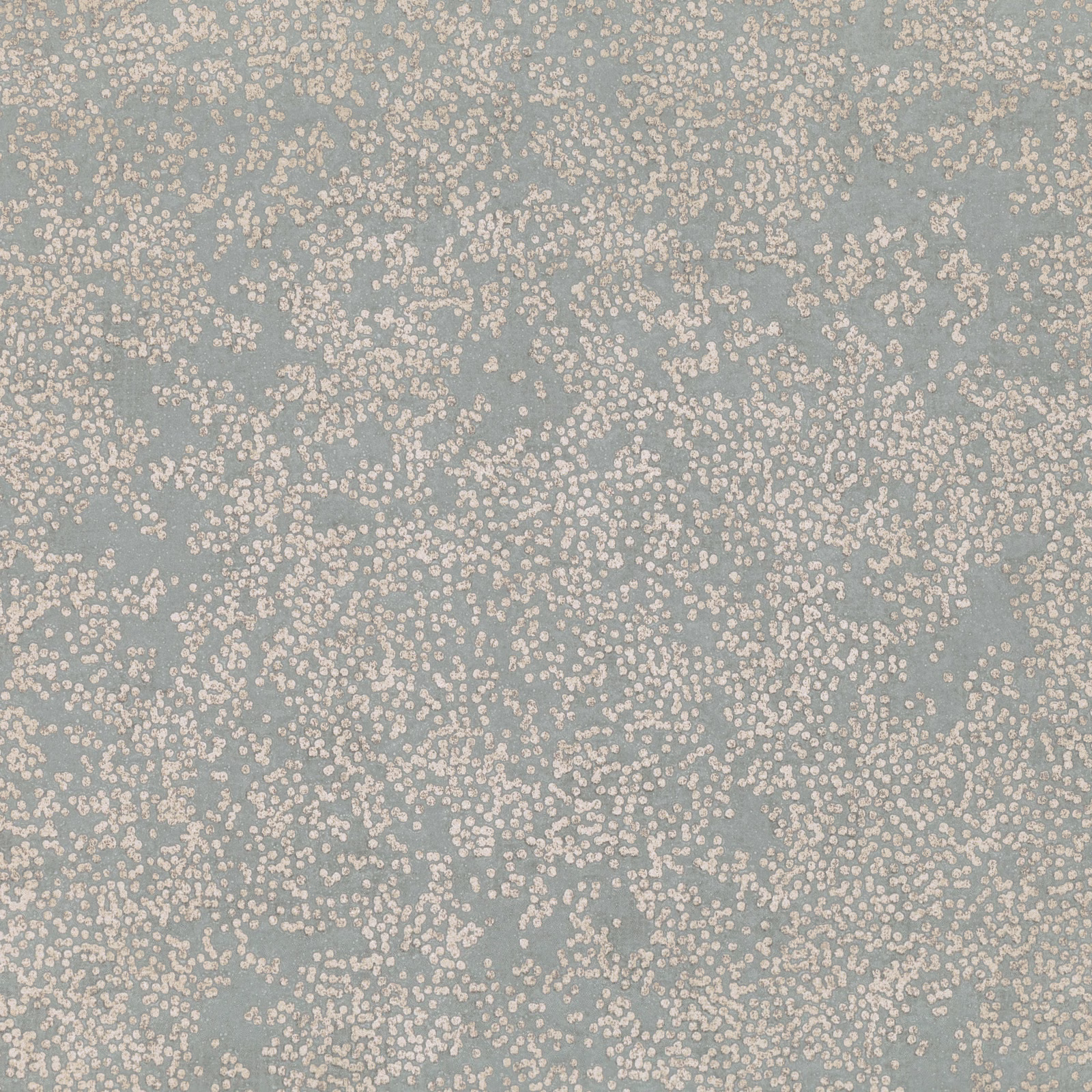 Muted silver-blue wallpaper with dense ivory flecks in a delicate organic scatter