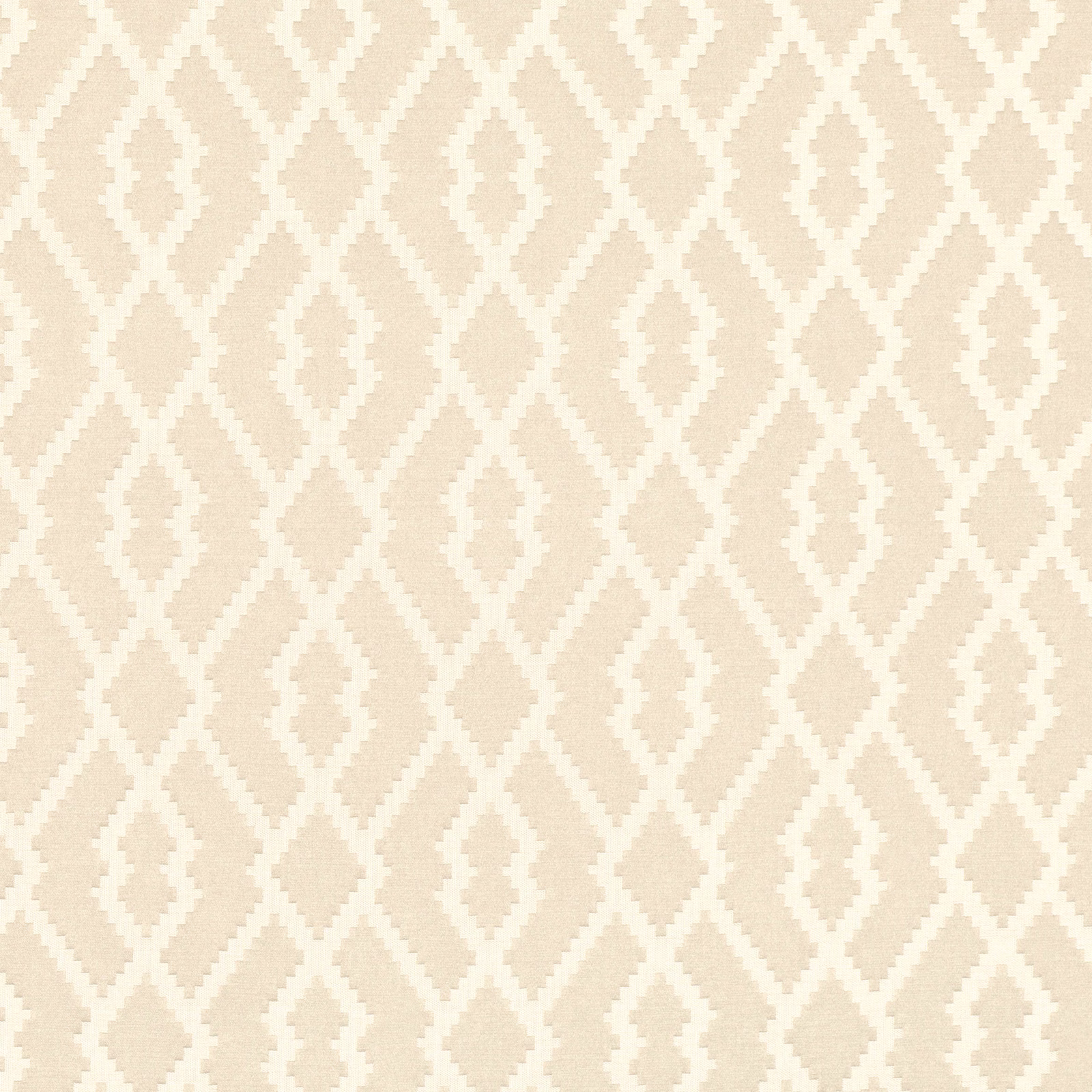 Pale soapstone beige textile with repeating ivory stepped diamond motifs