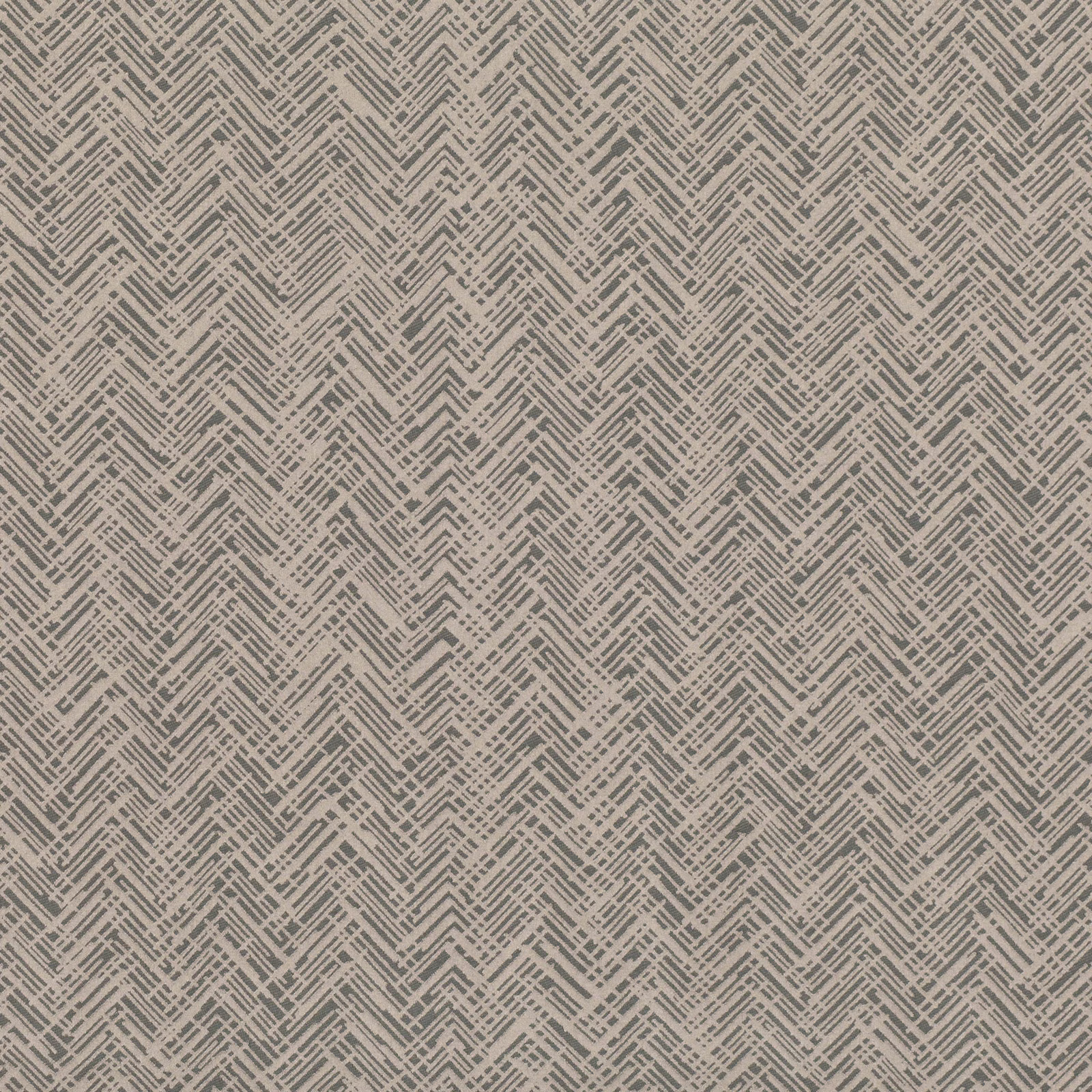 Cool taupe-grey woven fabric with a charcoal stepped geometric line motif