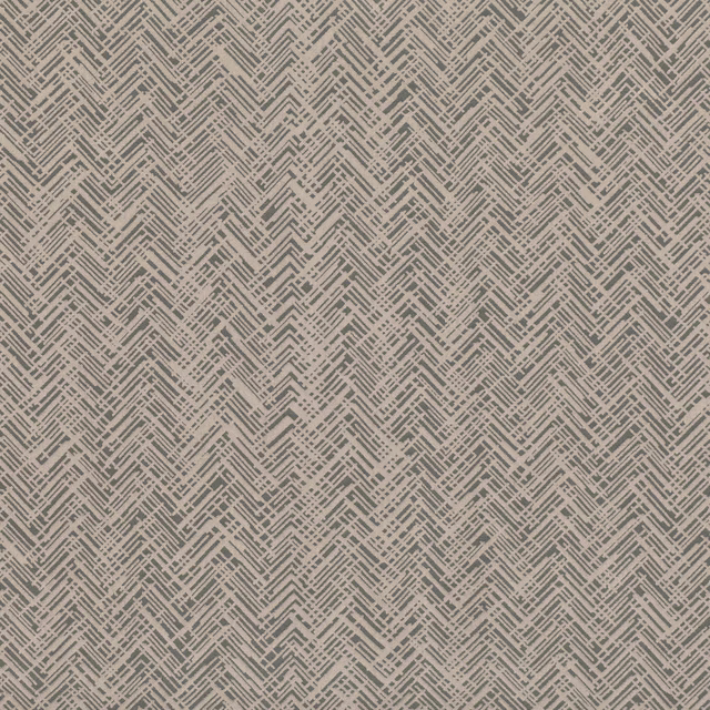 Cool taupe-grey woven fabric with a charcoal stepped geometric line motif