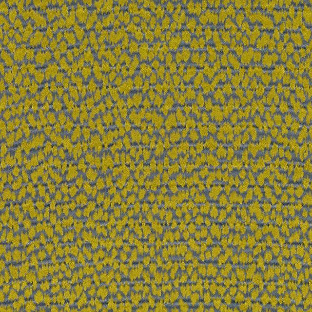 Close-up of Otis Fenugreek’s mustard and blue-grey irregular woven texture