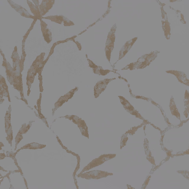 Misty grey wallpaper with softly brushed taupe botanical stems and leaves