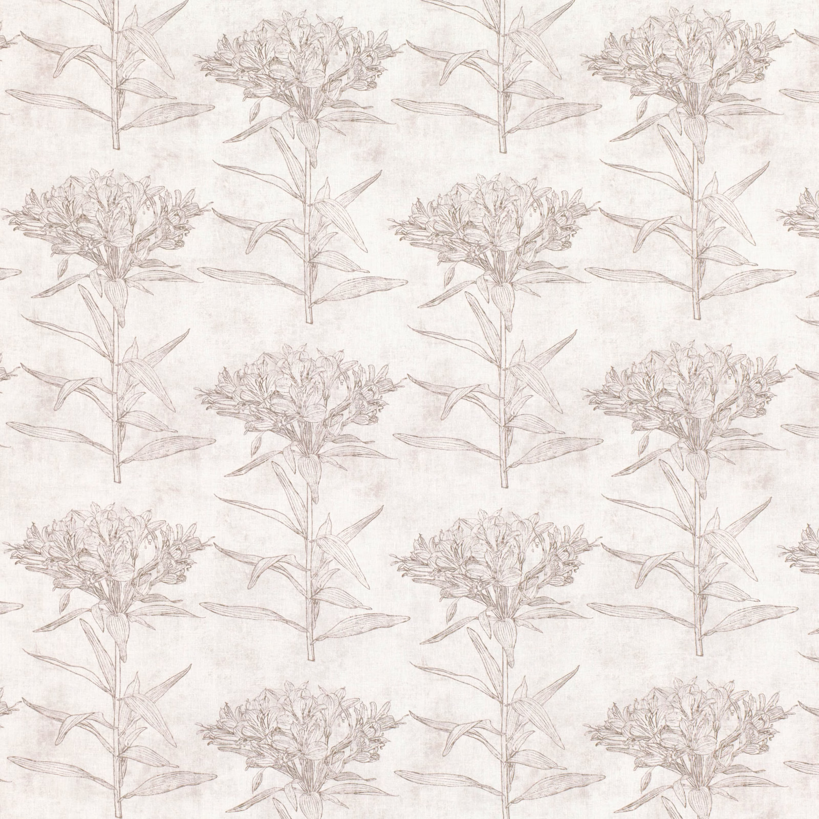 Pale chamois fabric with taupe botanical stems and clustered flower heads