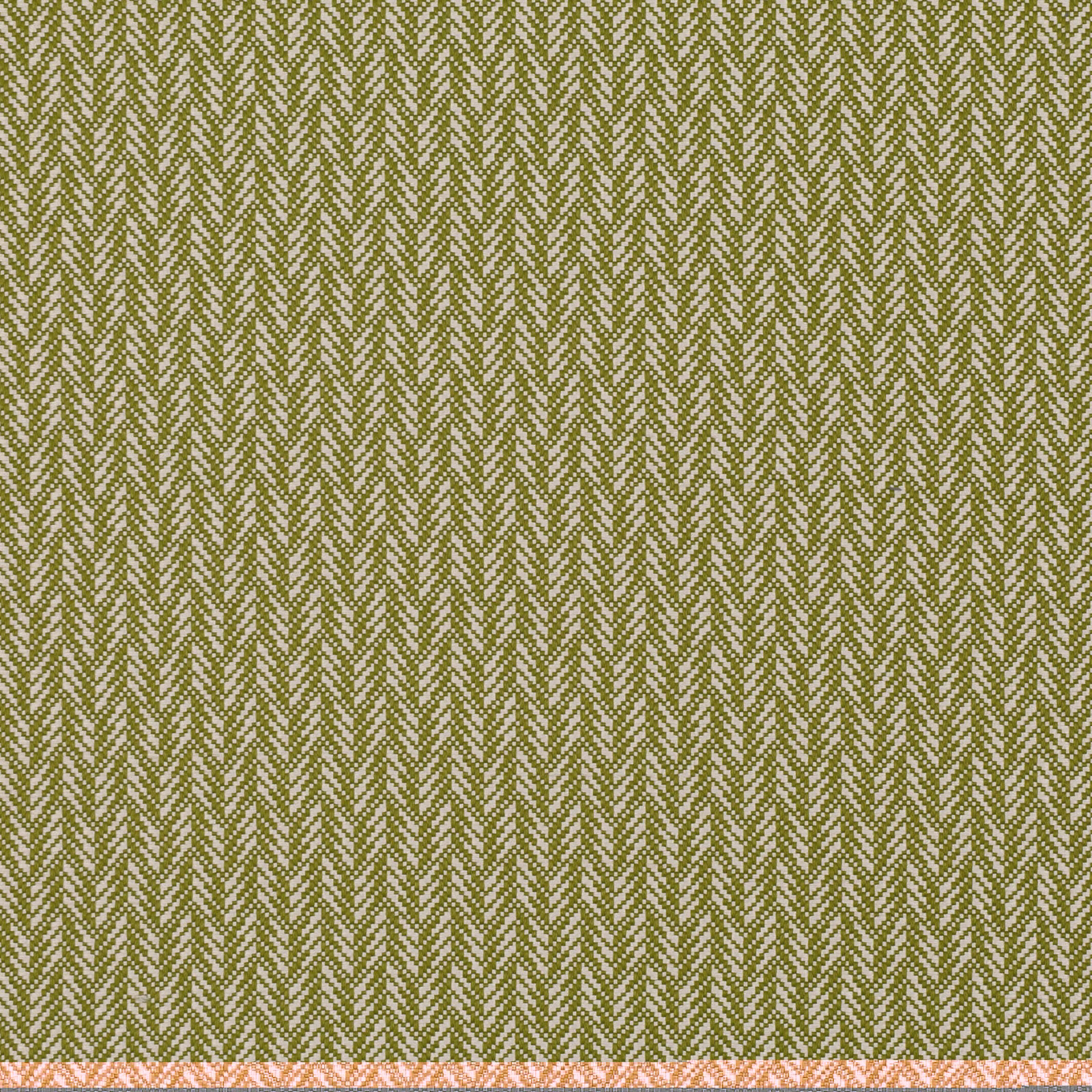 Muted olive-green and cream chevron weave with a peach-toned lower edge