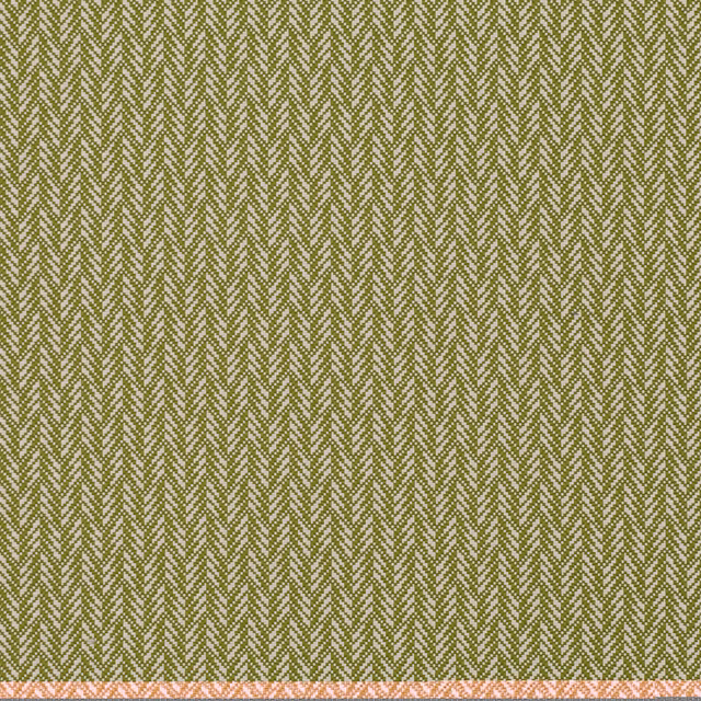 Muted olive-green and cream chevron weave with a peach-toned lower edge