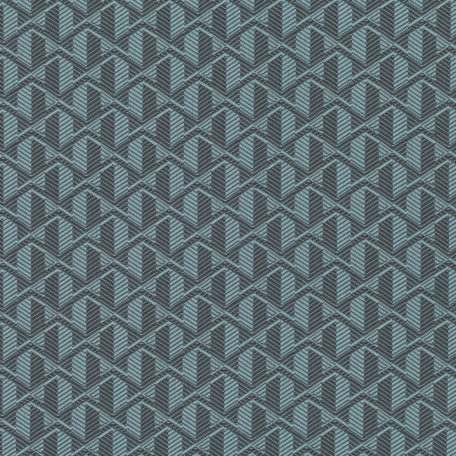 Muted blue-grey woven textile with a small interlocking chevron pattern and teal undertones