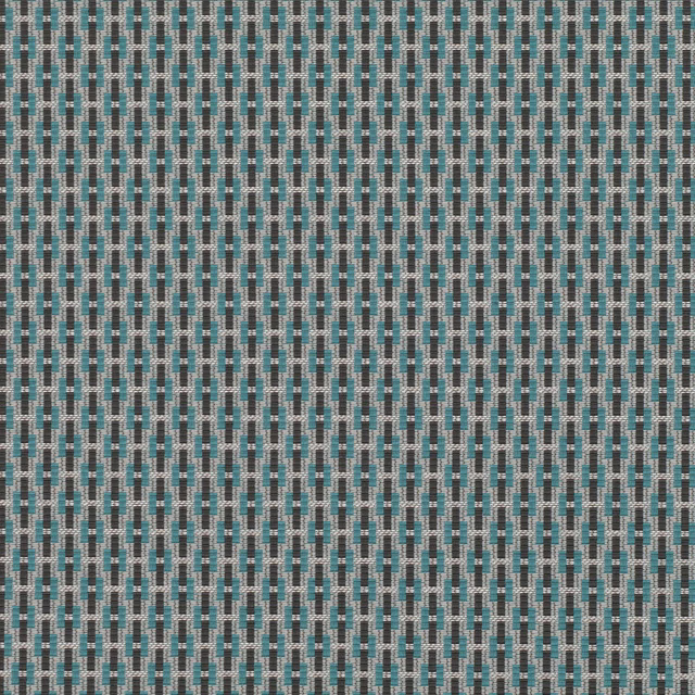 Close-up of Tikal Lagoon’s turquoise, charcoal and cream woven geometric stripe